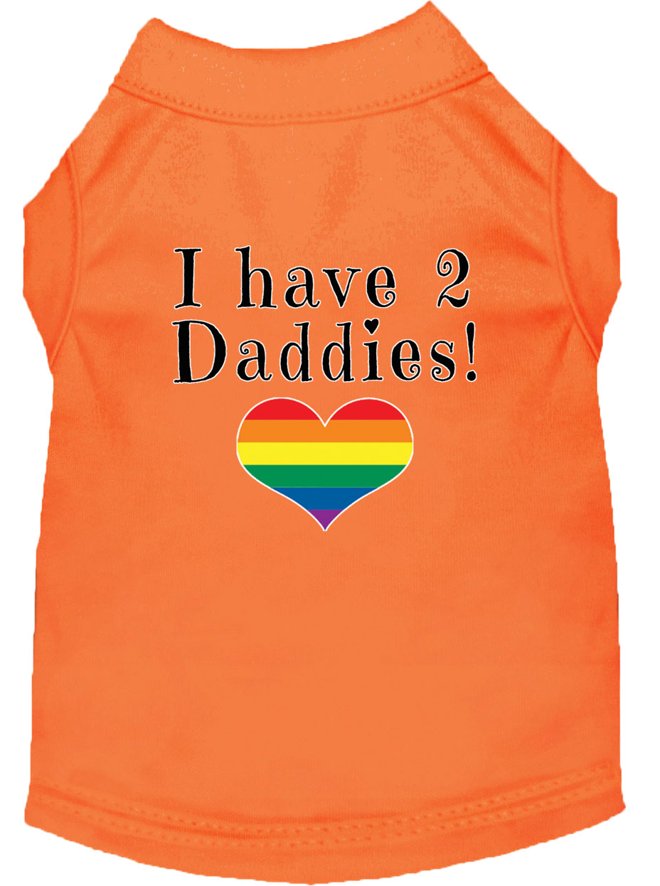 I have 2 Daddies Screen Print Dog Shirt Orange Med